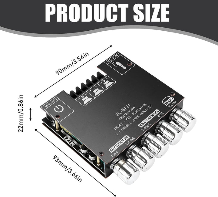 HiFi Audio Verstärker: 2x50W + 100W 2.1-Kanal-Subwoofer Verstärker-Platine-mit-bluetooth Höhen und B