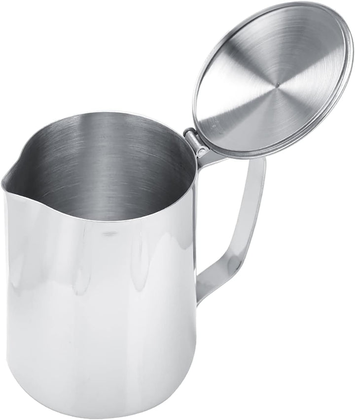 Edelstahl-Kaffeetasse, Milchaufschäumkrug mit Deckel, Milchausgiesser mit Deckel für Milchkännchen,