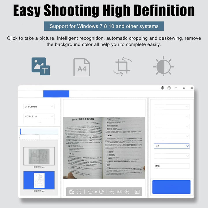 4K-USB-Dokumentenkamera, 16-MP-Webcam und Visualisierung, Bildumkehrung, Faltbar für Live-Demo, Webk