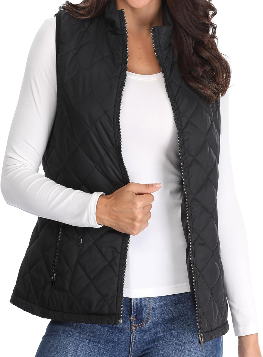 MISS MOLY Damen Weste mit Stehkragen Weste Jacke Winter Warm Ultraleicht Schwarz 34, Schwarz 34