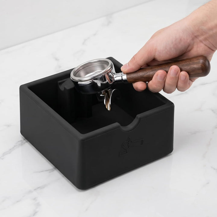 Abklopfbehälter für Siebträger Silikon Quadrat Espresso Knock Box | Ultra Leise Abschlagbehälter Rut