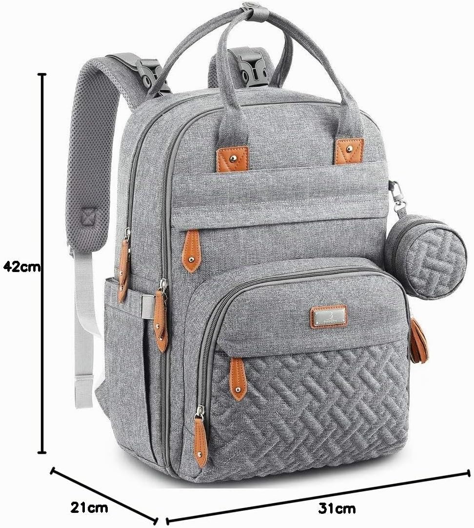 BabbleRoo Baby Wickeltasche/Rucksack, Wickelrucksack lässige Wickeltaschen Grau, Grau