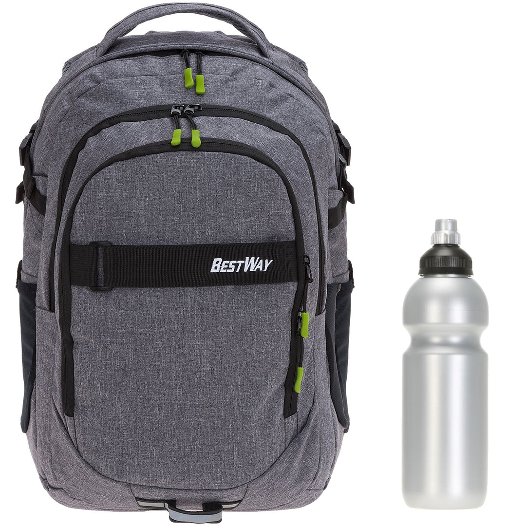 2 Teile Set Bestway Schulrucksack Packer Rucksack Schultasche 40177 + Trinkflasche (Dark Side (grau)