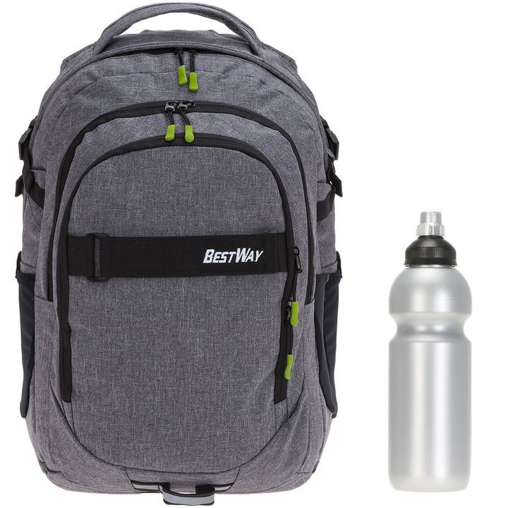 2 Teile Set Bestway Schulrucksack Packer Rucksack Schultasche 40177 + Trinkflasche (Dark Side (grau)