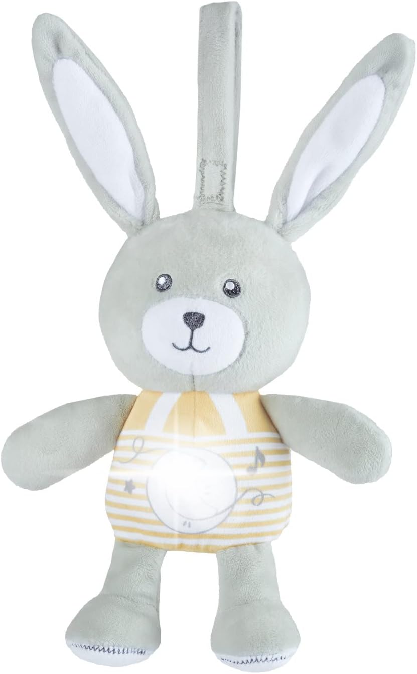 Chicco First Dreams Hasen-Stofftier mit Nachtlicht, weich, mit Bändern zum Befestigen, mit sanftem L