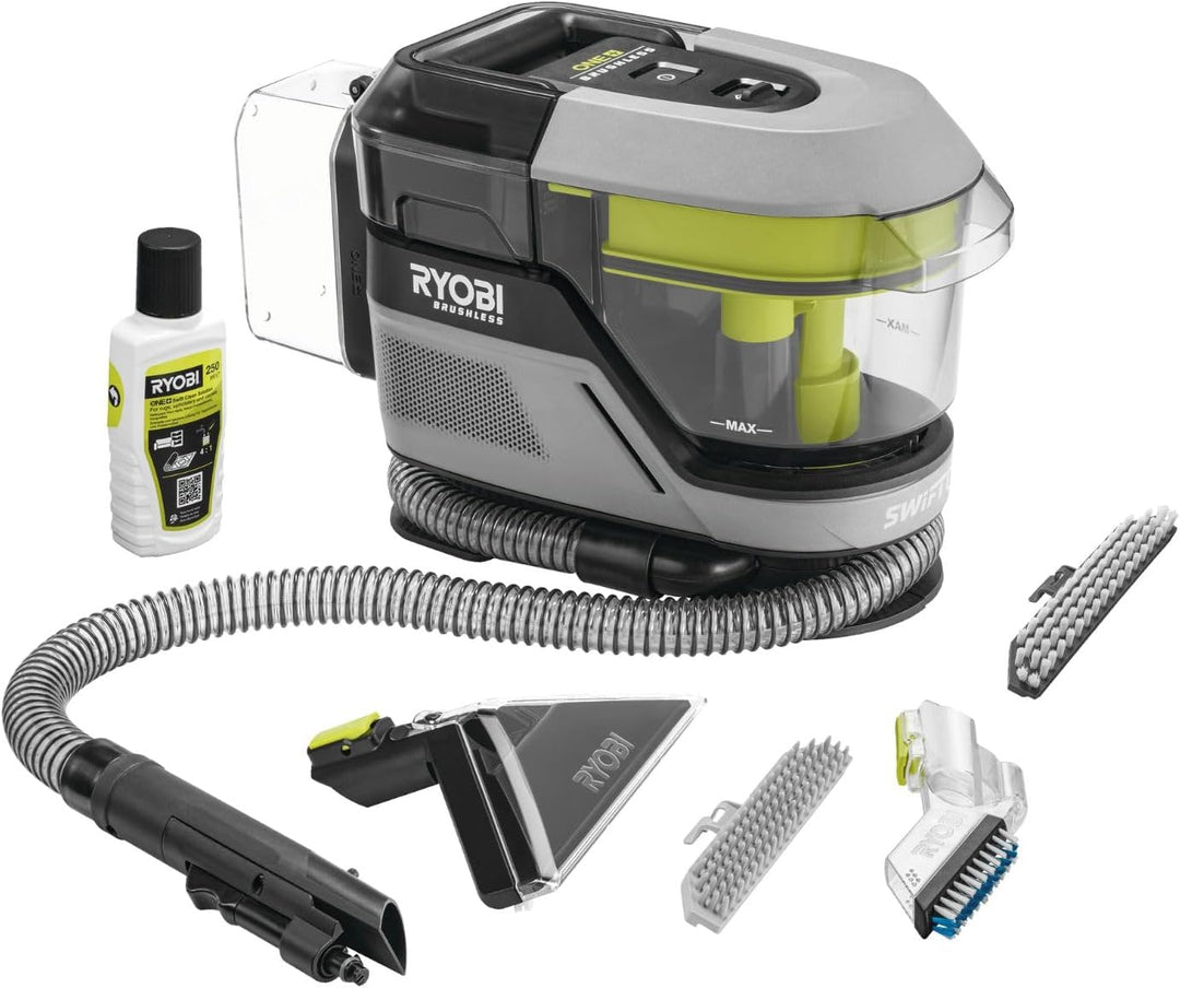 RYOBI 18 V ONE+ Akku-Textilreiniger Pro RDC18BL-0, kraftvolle Fleckenentfernung, 2in1-Waschbürste, D