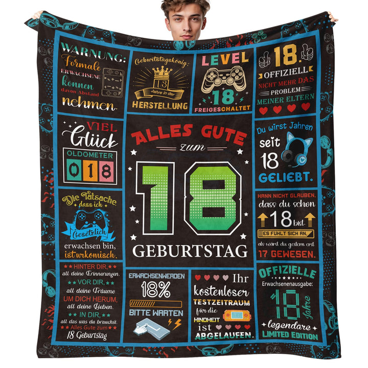 Giftota Flauschige Decke zum 18. Geburtstag - 150x130CM Wohndecke 18 Geburtstag, 18 Geburtstag