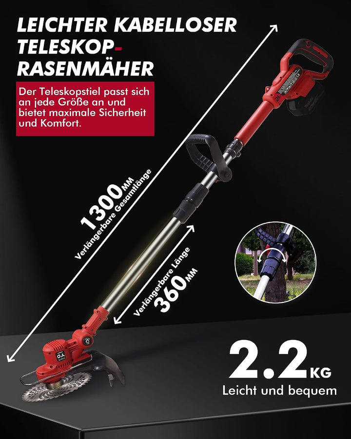 Akku-Rasentrimmer für Makita Akku18V,Rasentrimmer mit Mäherkopf,Rasenkantenschneider,Teleskop-Freisc
