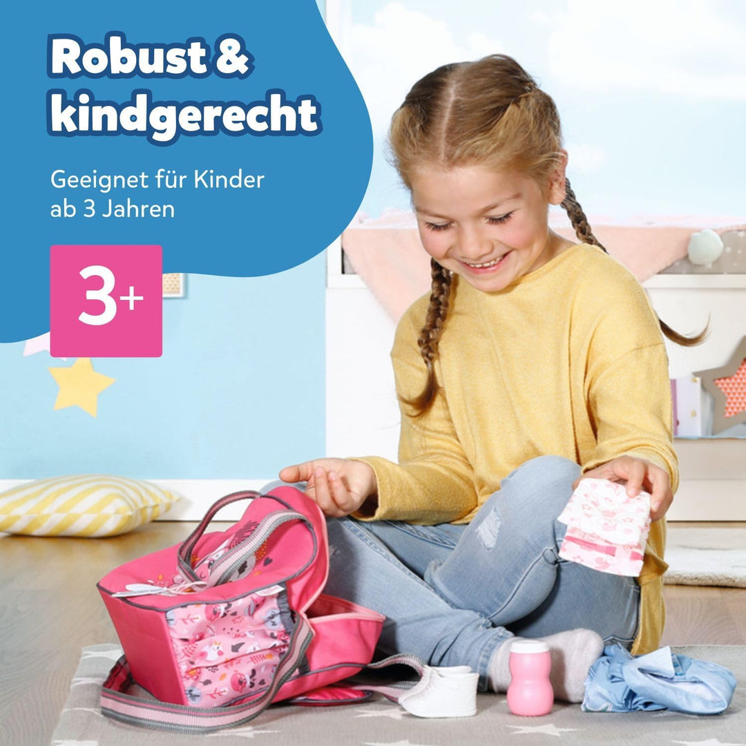 BABY Born Wickeltasche - Puppenwickeltasche in Rosa/Grau - Hochwertiges Puppenzubehör inkl. Wickelun