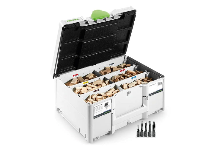 Festool Domino Dübel-Set DS 4/5/6/8/10 1060 x BU, Dübel-Sortiment aus Buche im Sortiment-Systainer,