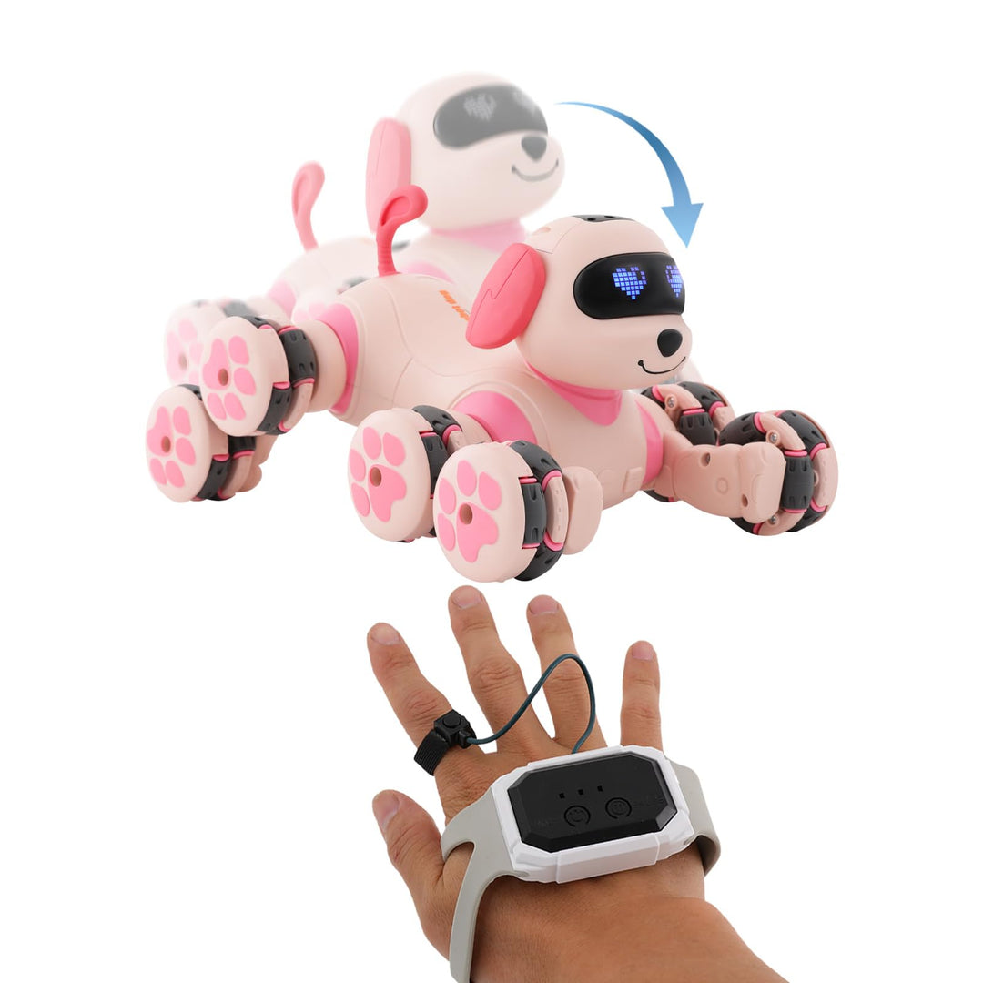 Roboterhund Spielzeug, 8-Rad-Stunt Roboter mit Fernsteuerung & Gestensteuerung für Kinder ab 8, Tanz