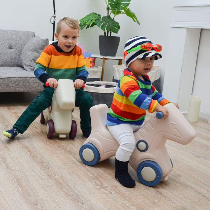 LittleTom 2-in-1 Schaukelpferd und Rutscher für Kinder ab 1 Jahr - Baby Schaukeltier Indoor Outdoor