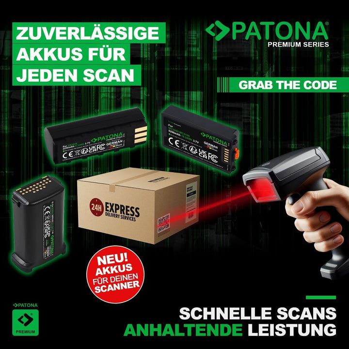 PATONA Premium Akku für Zebra MC3200, MC32N0, MC32N0-S, MC3300, Motorola | Ersatz für Zebra BTRY-MC3