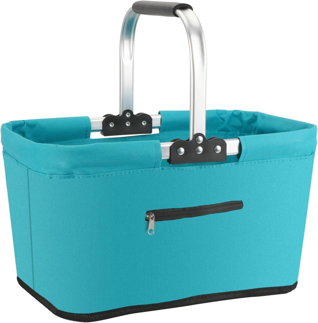 Einkaufskorb Faltbar 25L,Einkaufskorb Klein Mit Gepolsterte Griffe Und ReissVerschlusstasche,Einkauf