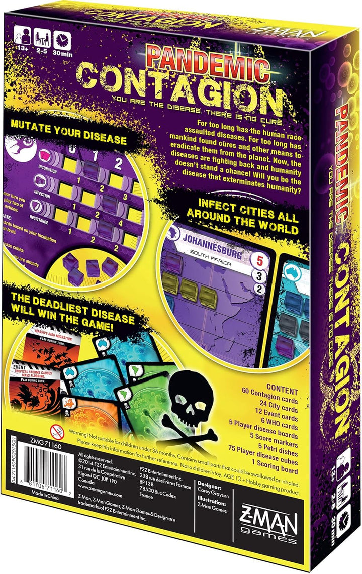 Z-Man Games , Pandemic Contagion, Board Game, Ages 14+, for 2 to 4 Players, 40 Minutes Playing Time