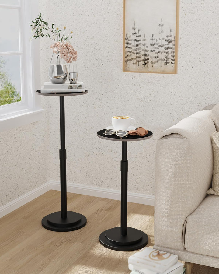 Rund Beistelltisch, Höheneinstellbar Klein Metall Couchtisch, für Balkontisch, Nachttisch, Beistellt