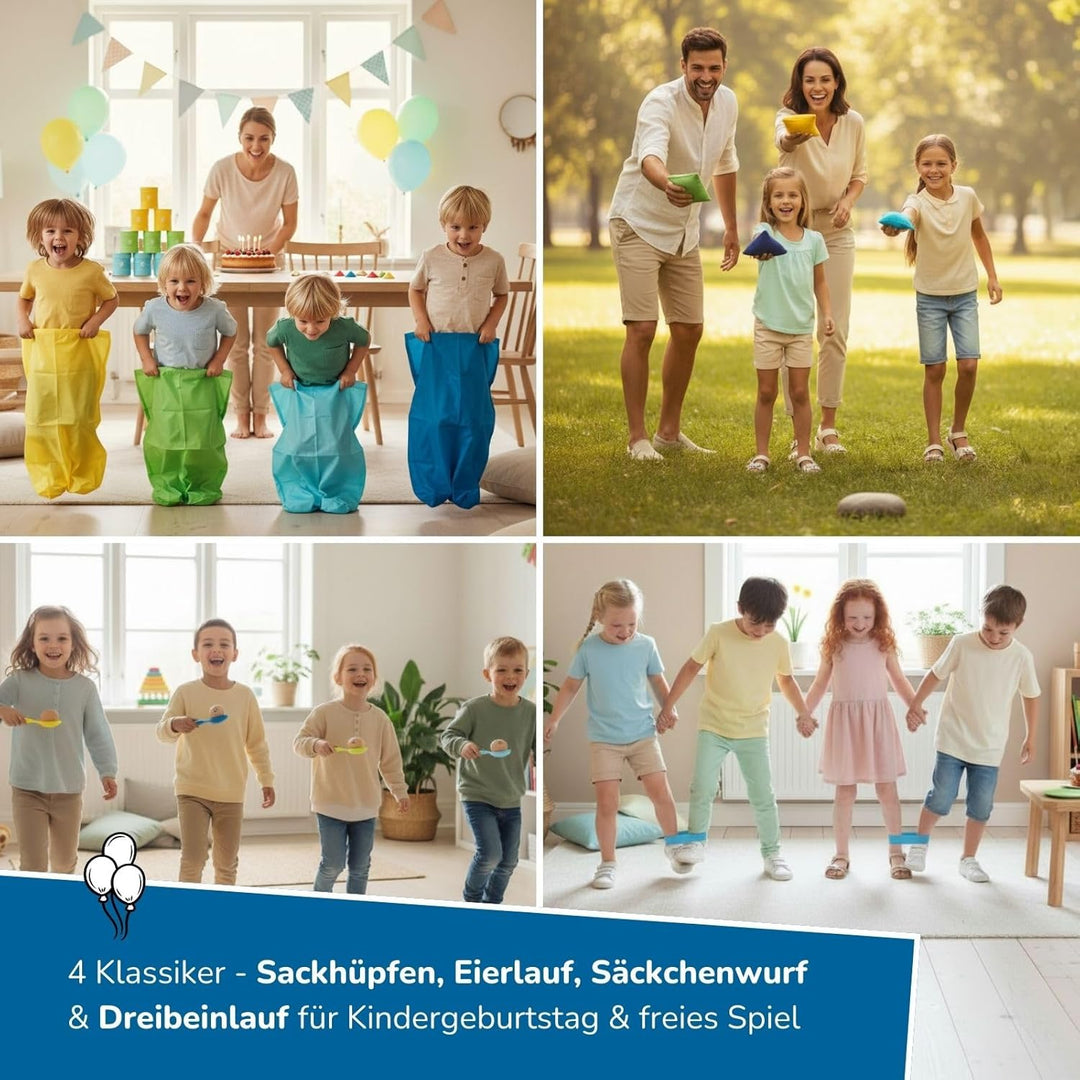 alldoro 60346 XXL Kinder-Partyspiele 29-teilig, 5 Outdoor-Spiele für Kinder-Geburtstag, Gartenspiele