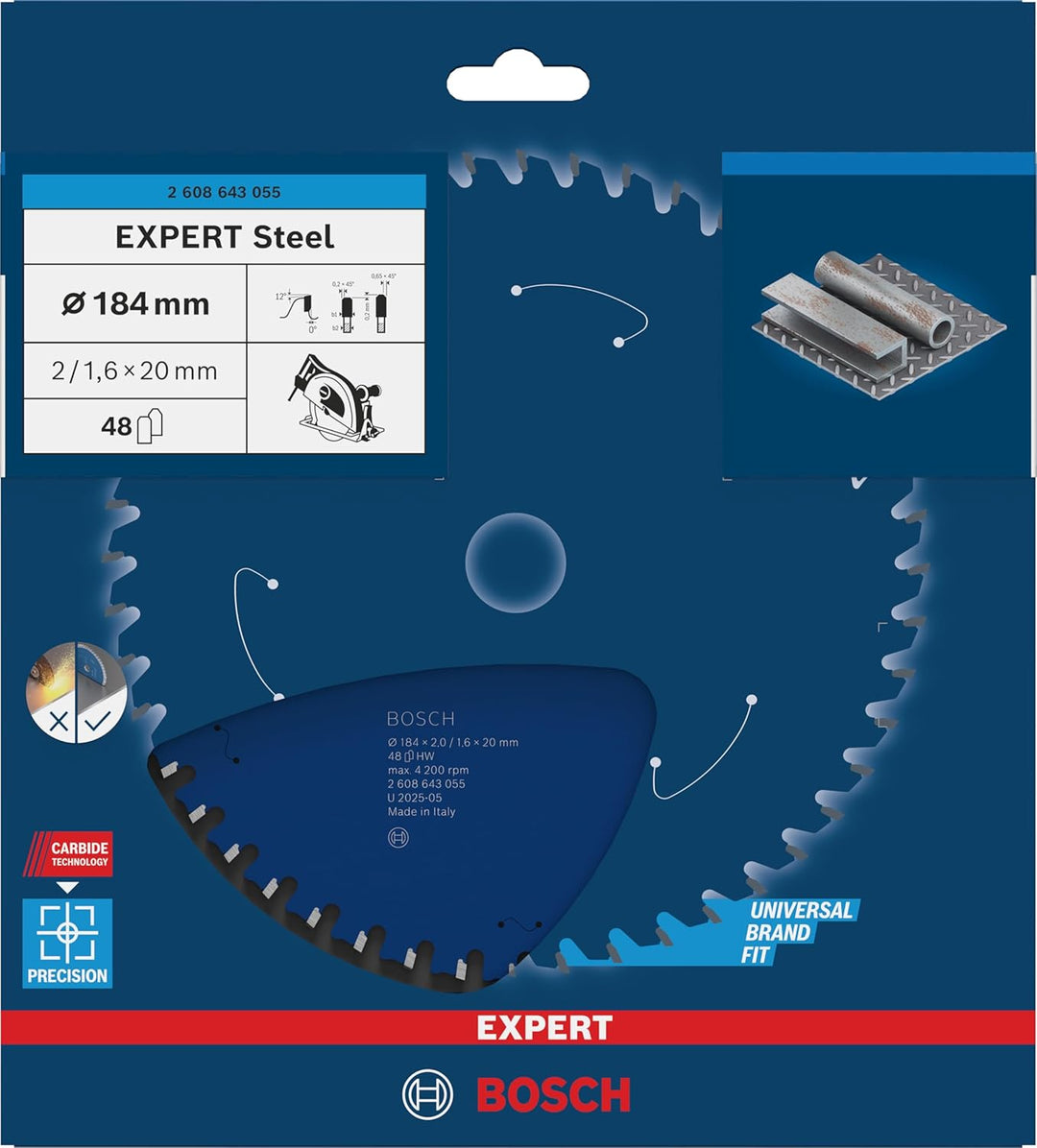 Bosch Accessories Bosch Professional 1x Kreissägeblatt Expert for Steel (für Stahl, Sägeblatt Ø 184