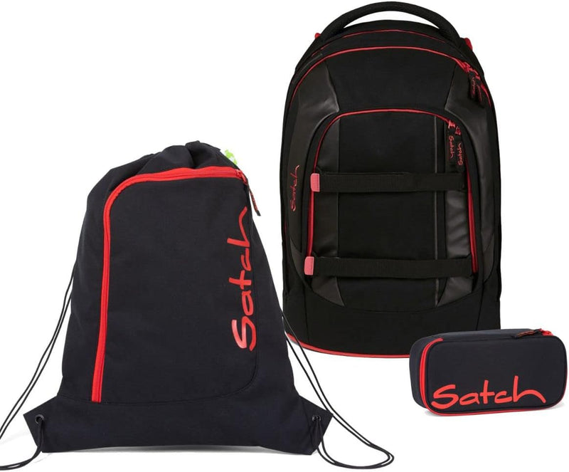 satch Pack Schulrucksack Set 3tlg. mit Schlamperbox und Sportbeutel Fire Phantom, Fire Phantom