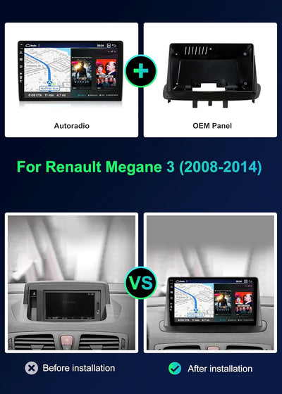 SXAUTO ¦8G+256G¦ Android 12 IPS Autoradio für Renault Megane 3 (2008-2014) - Eingebaut Carplay/Andro