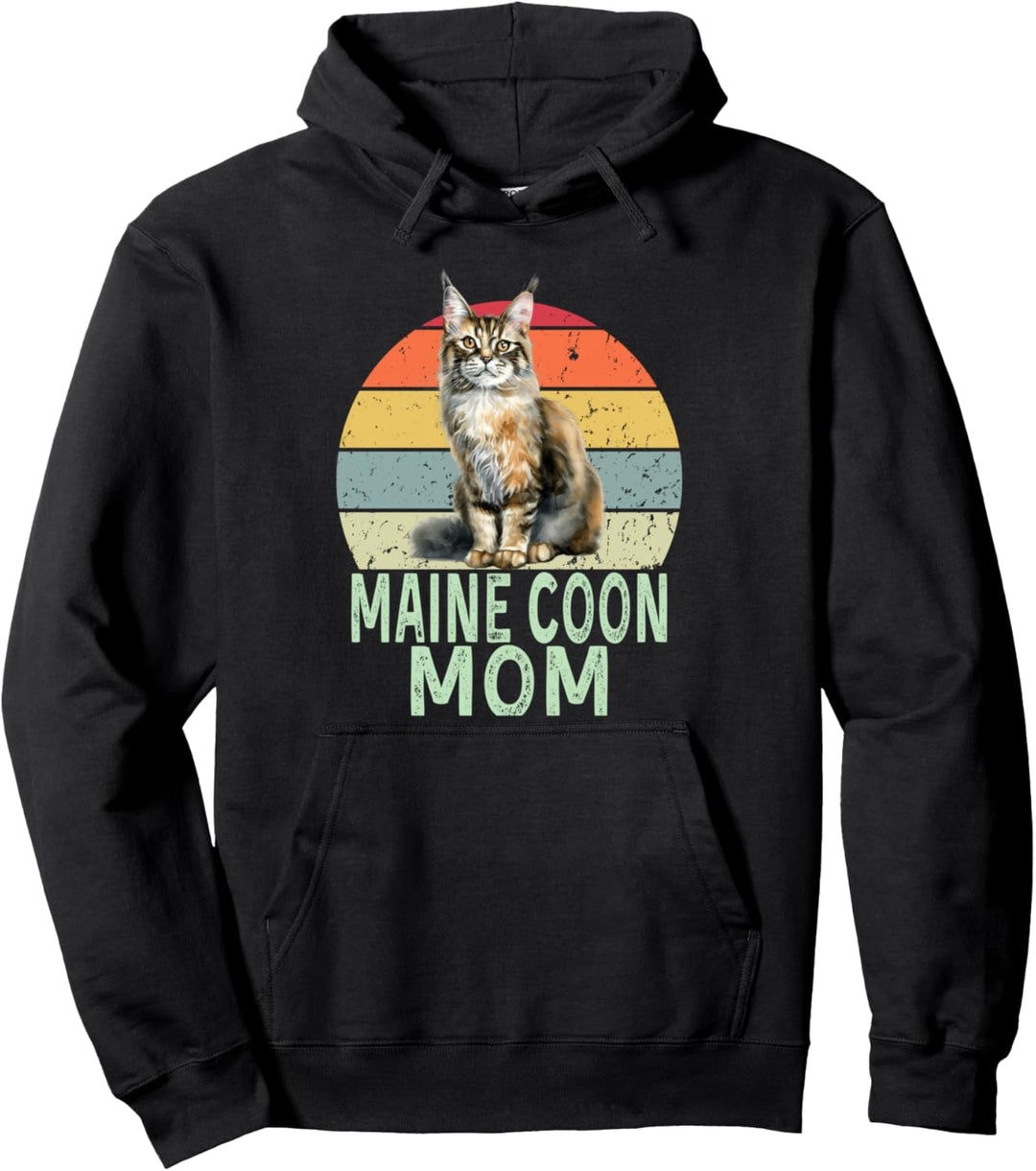 Maine Coon Katze Mom Retro Funny I Love My Maine Coon Katze Pullover Hoodie