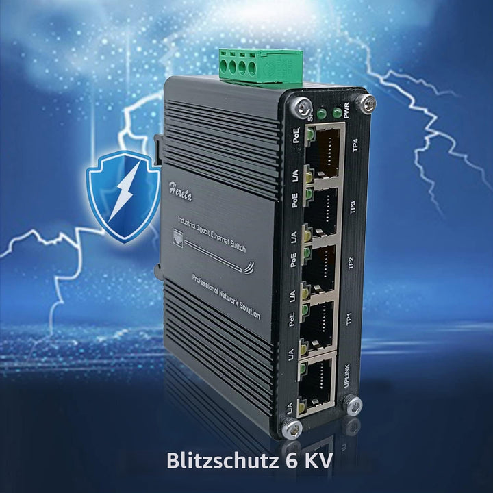 Industrieller Gigabit PoE Ethernet Switch 5-Port Mini 10/100/1000Mbps Base-TX gehärteter Ethernet Sw