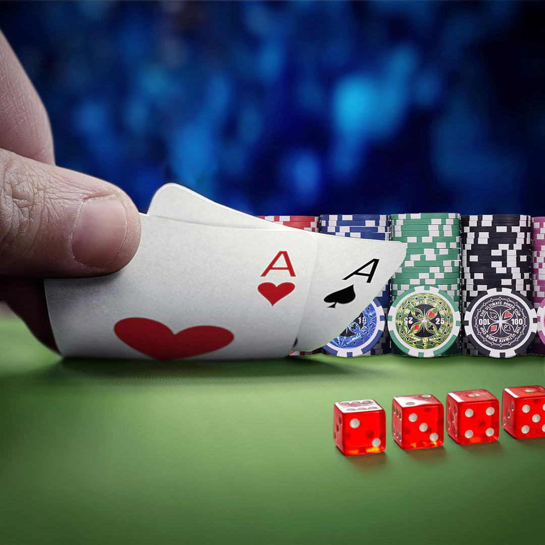 GOPLUS Pockerkoffer Pockerset 300 Chips Pockerchips Pocker Set mit Würfel Pokerkarten (schwarz), Sch