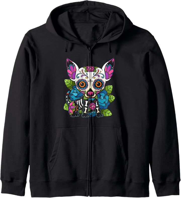 Chihuahua Zuckerschädel Mexiko Hund Calavera Dia De Los Kapuzenjacke