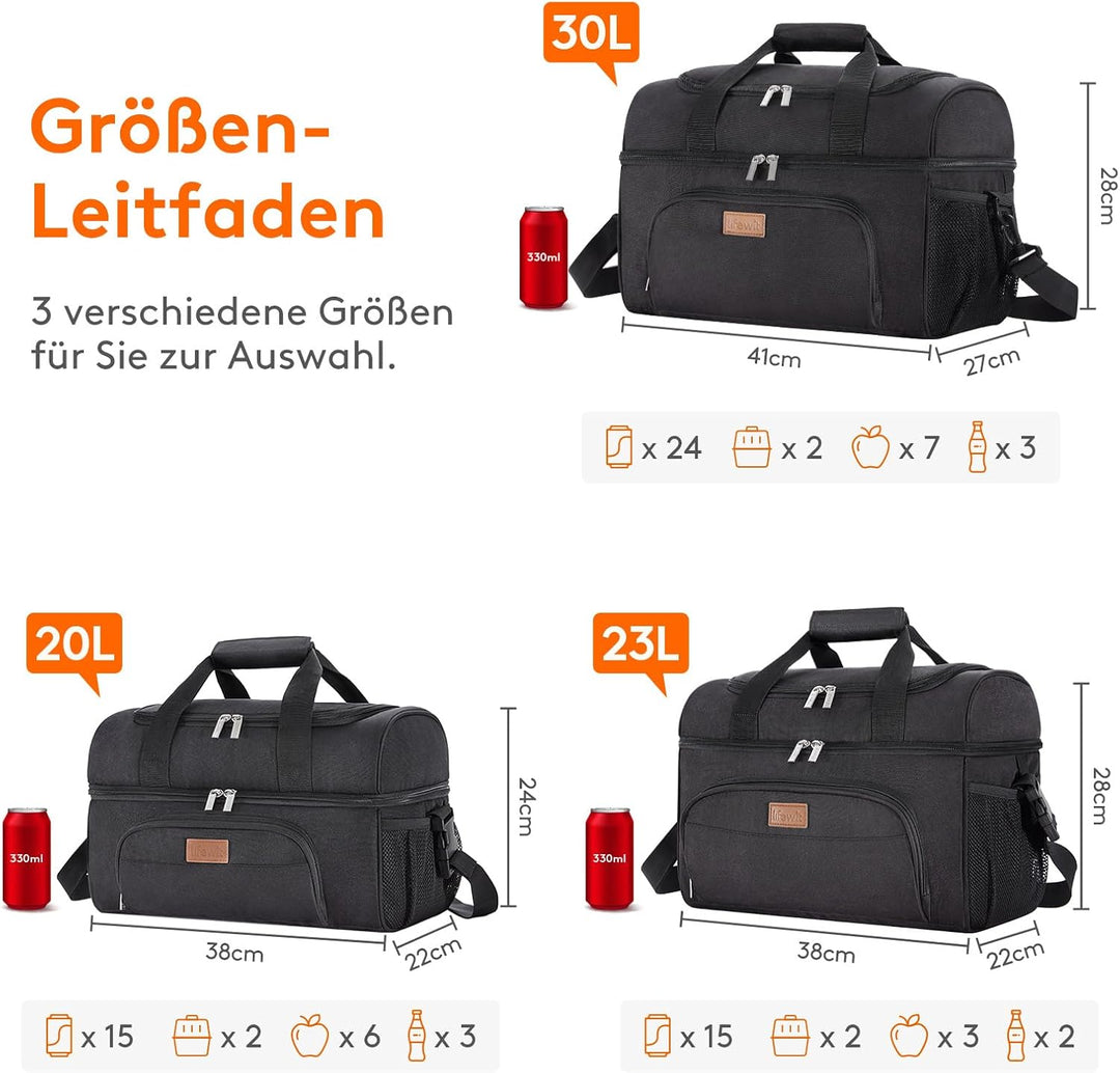 Lifewit Kühltasche Kühlbox Gross Einkaufstasche Faltbar Cooler Bag Sportliche Isoliertasche Double D