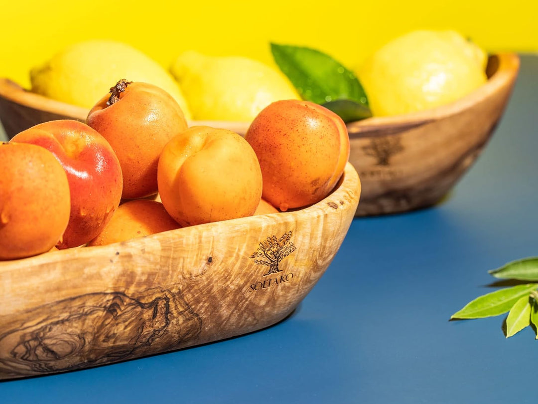 SOLTAKO Olivenholz Schale länglich Le Boulanger L (30-34 cm) rustikale Schale aus Oliven Holz 1 L, 1