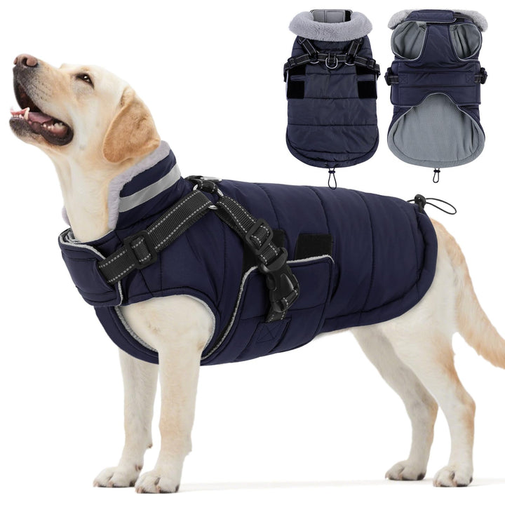 ASENKU Hundemantel Winter für Kleine, Mittel & Grosse Hunde, Hundemantel mit Geschirr Wasserdicht Wi
