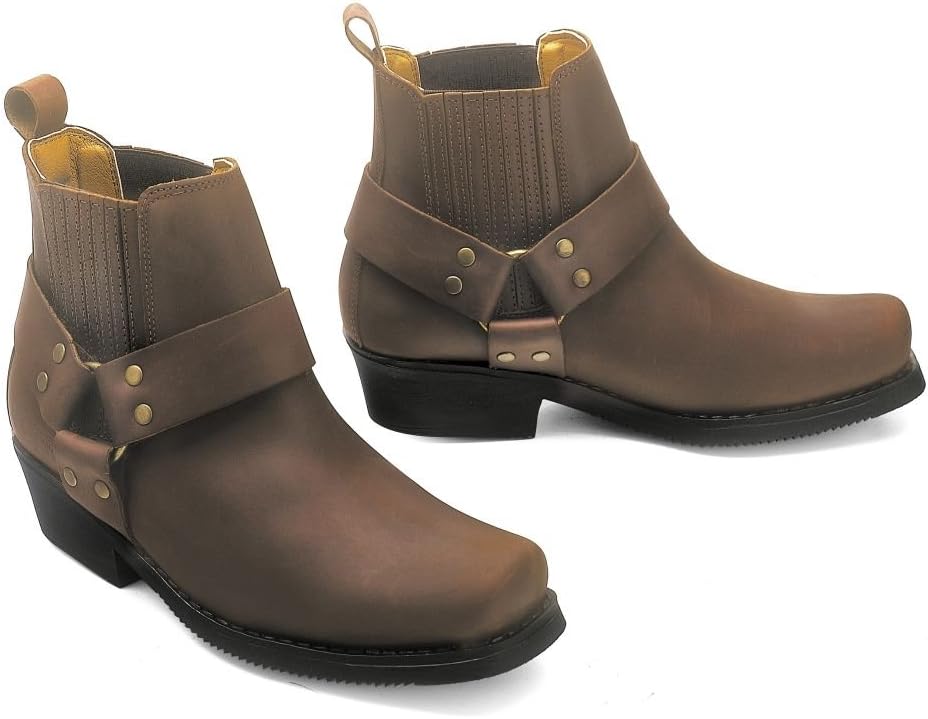 City Biker Westernstiefel Kurzstiefel Motorradstiefel Biker Schwarz Braun 46 EU Braun, 46 EU Braun