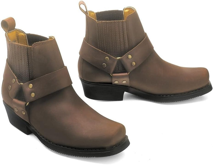 City Biker Westernstiefel Kurzstiefel Motorradstiefel Biker Schwarz Braun 46 EU Braun, 46 EU Braun