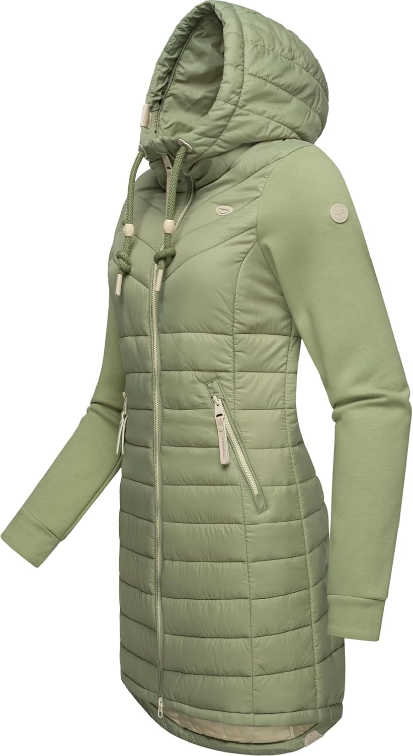 Ragwear Damen Übergangsjacke leichte Jacke lang mit Kapuze Lucinda Long II Intl XS-6XL S Light Olive