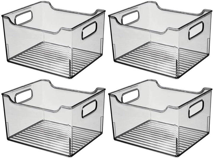 mDesign 4er-Set Aufbewahrungsbox mit Griffen – hohe Kühlschrankbox zur Lebensmittelaufbewahrung – Ab