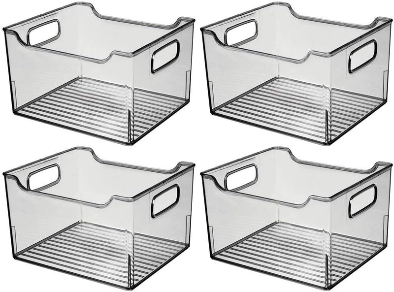 mDesign 4er-Set Aufbewahrungsbox mit Griffen – hohe Kühlschrankbox zur Lebensmittelaufbewahrung – Ab
