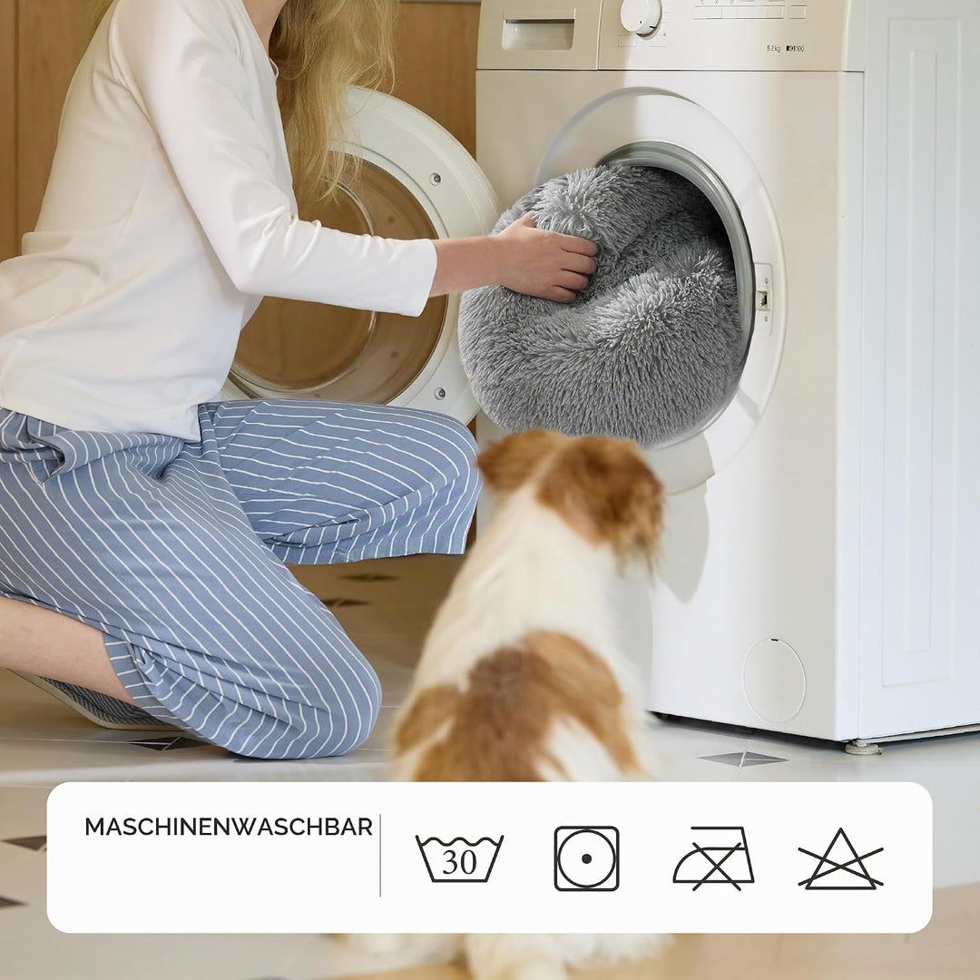 BEDSURE Katzenbett waschbar Flauschiges Hundebett - Ø 50 cm Rund Kissen, Katzenschlafplatz für Katze