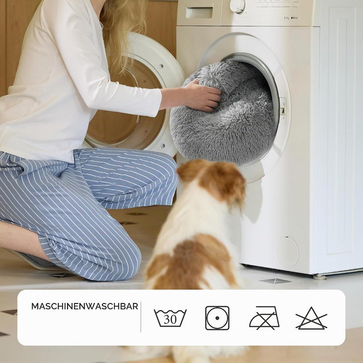 BEDSURE Katzenbett waschbar Flauschiges Hundebett - Ø 50 cm Rund Kissen, Katzenschlafplatz für Katze