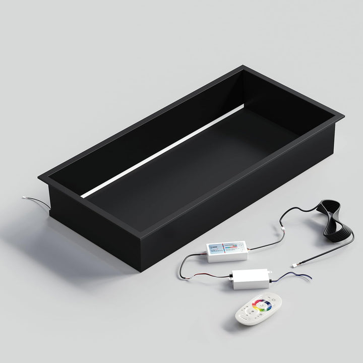 Wandnische Dusche Edelstahl mit RGB LED-Licht, Eingebettete Duschnische Schwarz Einzelregal Lagerung