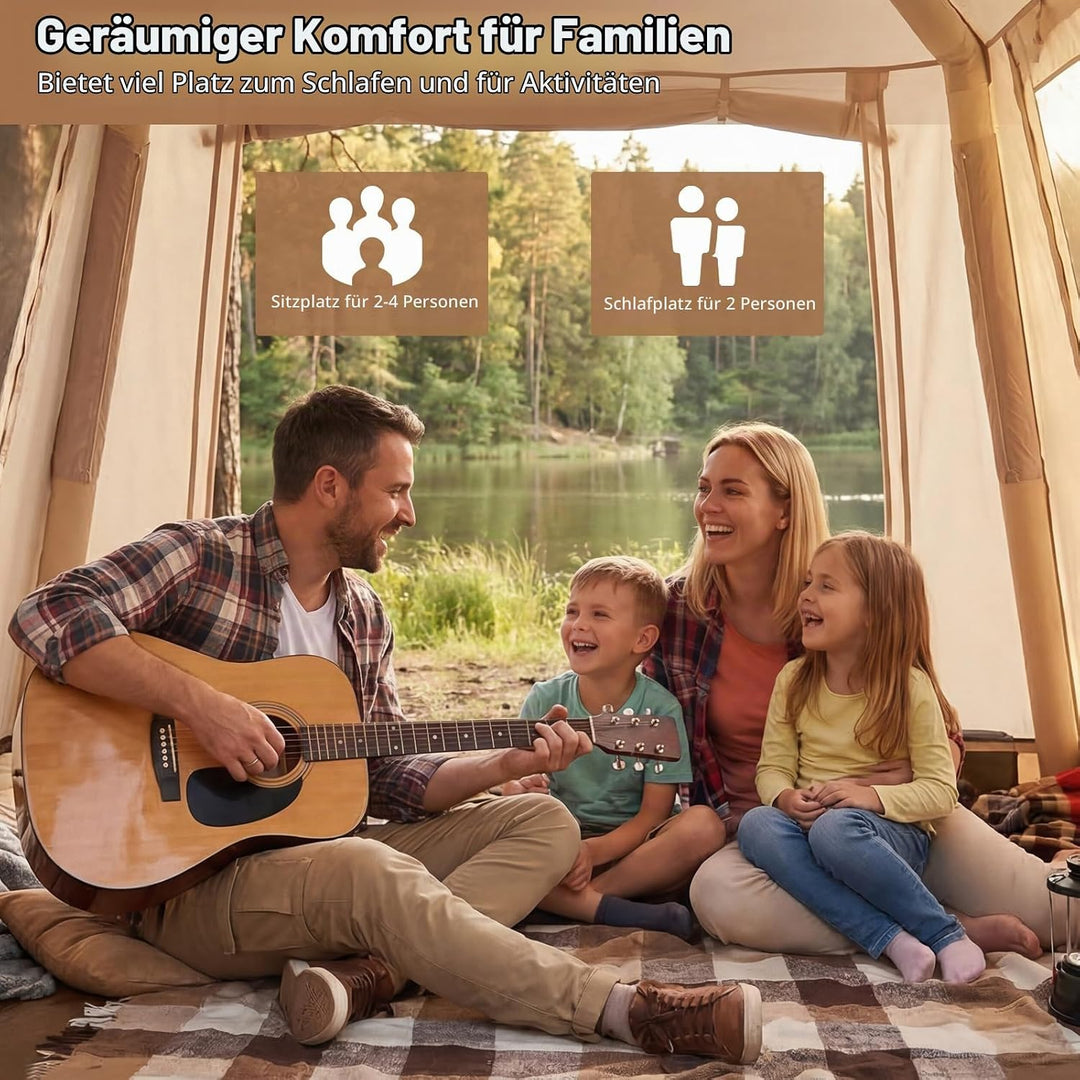 FANTASK Aufblasbares Zelt, 210 x 210 x 180 cm, Outdoor Campingzelt mit Moskitonetzfenstern, Wurfzelt