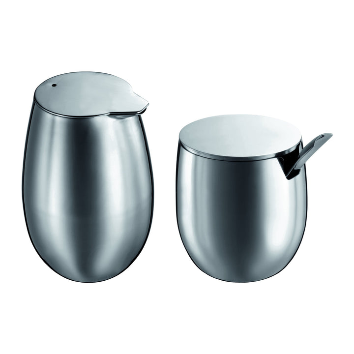 Bodum COLUMBIA Zucker- und Milch-Set (Edelstahl, Milchkännchen, Zuckerdose) glänzend, Shiny, Shiny