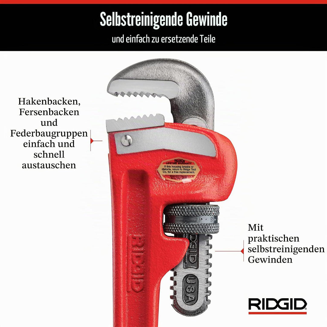 RIDGID 31005 Modell 8" gerade Rohrzange für schwere Beanspruchung, 8" Sanitär-Schraubenschlüssel 8 i