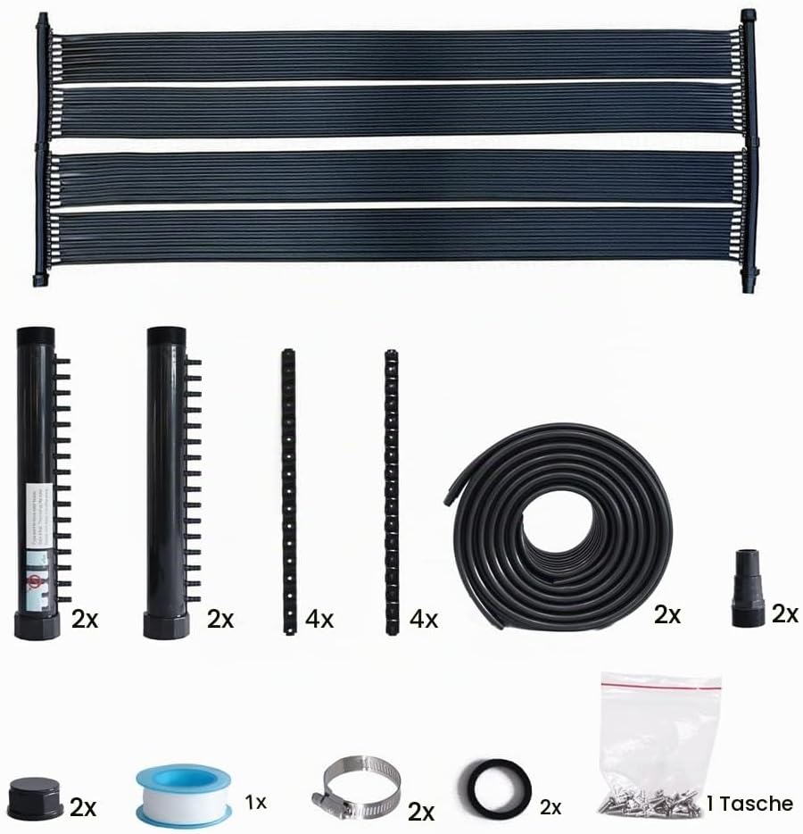 Melko Poolheizung Solarheizung Solarkollektor Solarpanel Wärmeplane für Pool Schwimmbecken, schwarz,