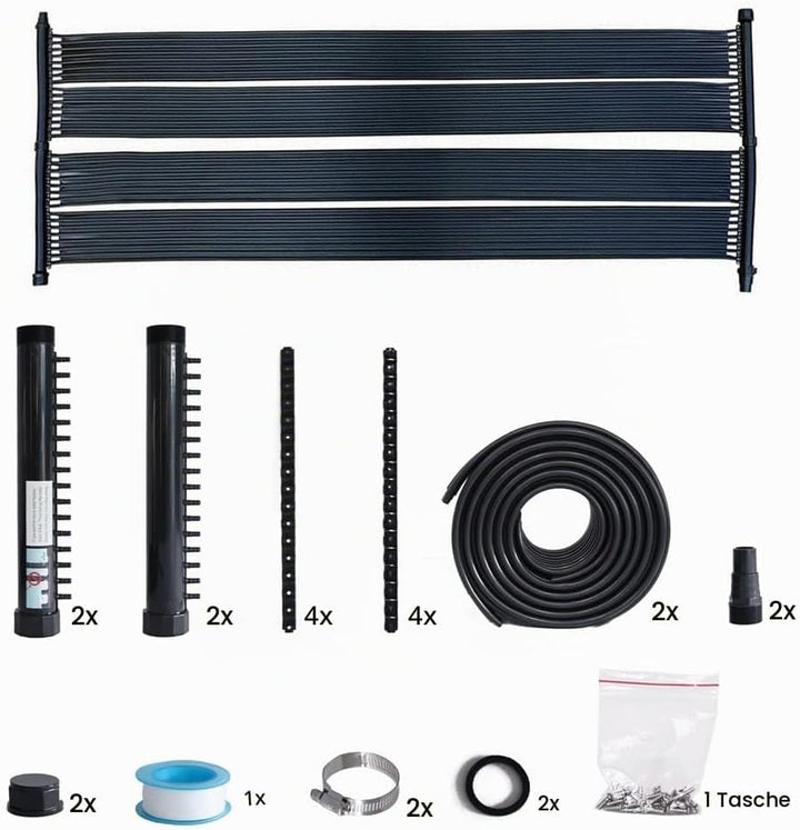 Melko Poolheizung Solarheizung Solarkollektor Solarpanel Wärmeplane für Pool Schwimmbecken, schwarz,