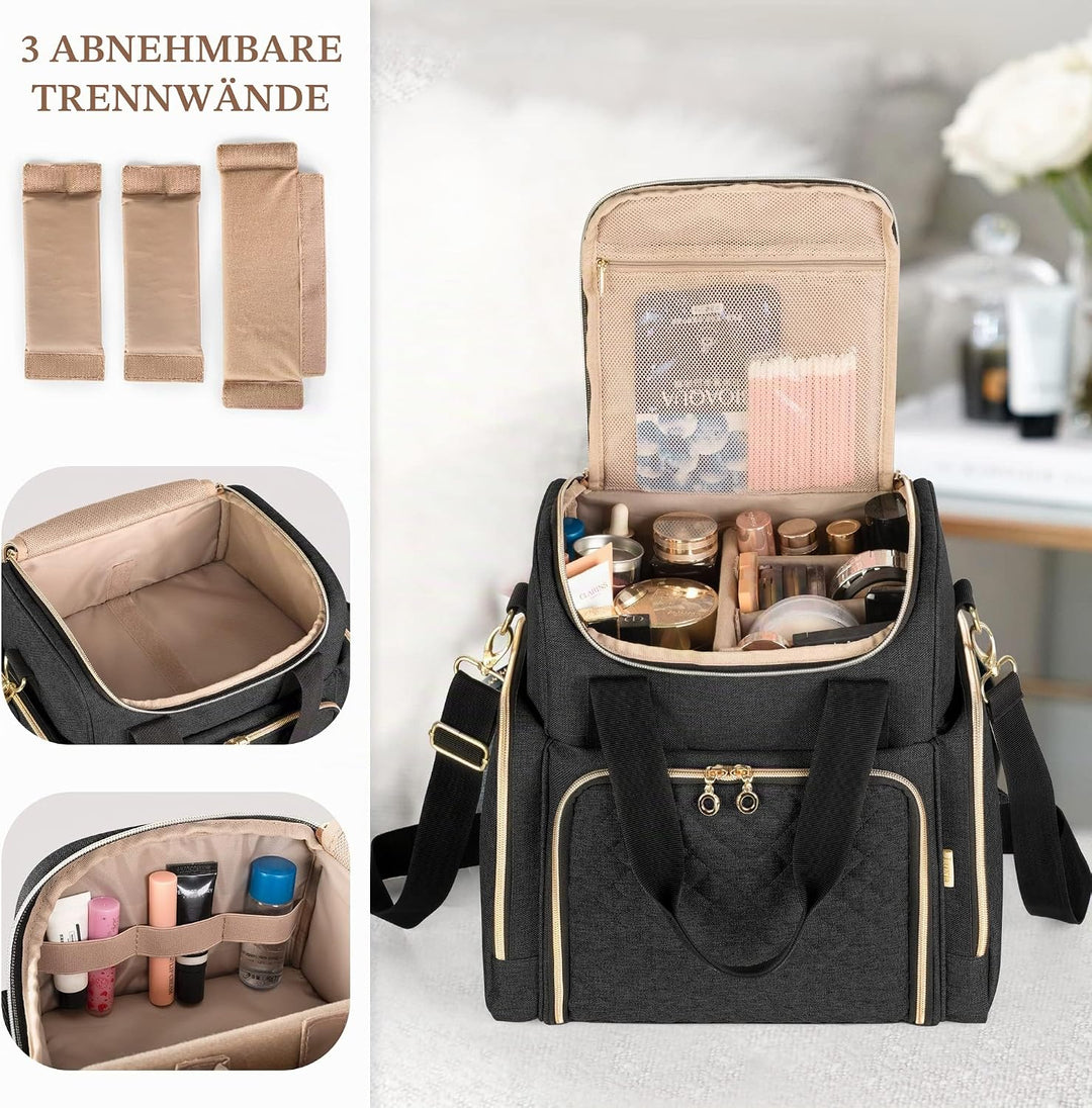 Luxja Kulturtasche Damen, Make Up Organizer Tasche, Kosmetikkofffer für Make up, Kosmetiktasche zum