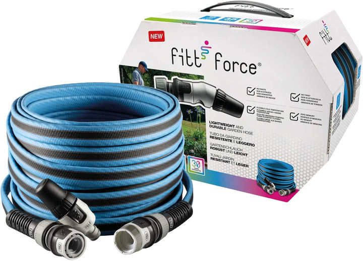 FITT FORCE 1/2" 15 m - Wasserschlauch für den Garten zur Bewässerung, kompakt, leicht und robust für