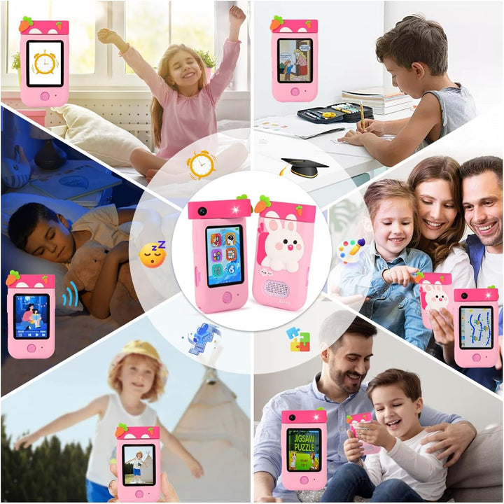 Kinderkamera Spielzeug mit 180° Drehobjektiv, Kinder Handy Smartphone mit 2.8 inch Touchscreen & Sil