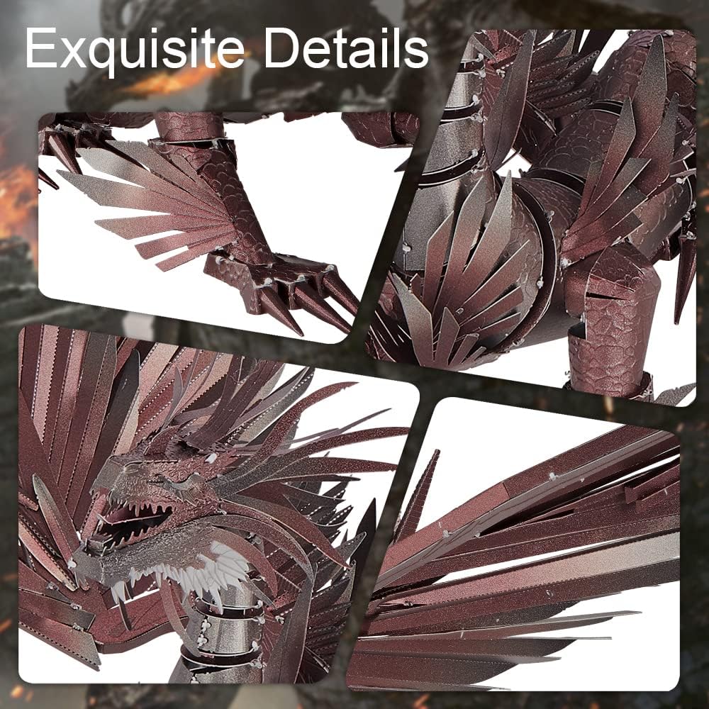 Piececool 3D Puzzle Metall, Drache für Modellbausatz Erwachsene, 3D-Puzzles zu Bauen, BAU, Bastel-Ki