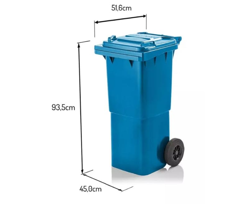 Mülltonne gelb 60L mit Deckel und Rädern | Robuster Abfallbehälter aus HDPE | EN 840 zertifiziert |