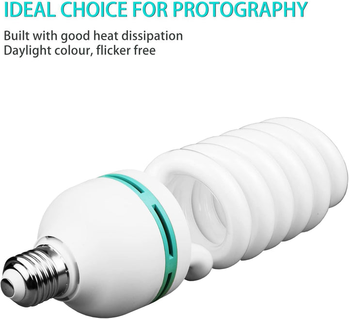 4X 135W 5500K Fotolampe E27 Fotoleuchte CFL, Spiral Tageslichtlampe Studioleuchte Energiesparende Le